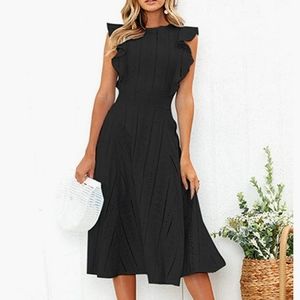Black L dress with ruffles cap sleeves